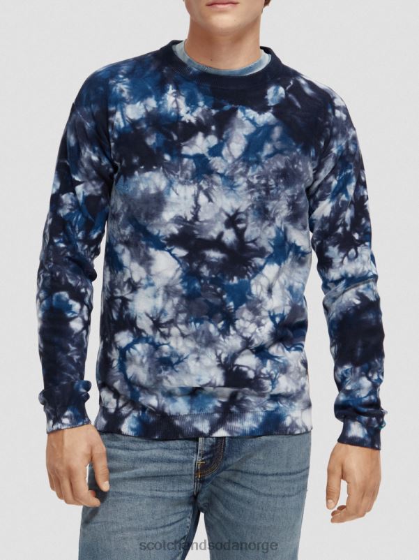 menn tie-dye genser i økologisk bomull havblått N40XD657 klær Scotch & Soda