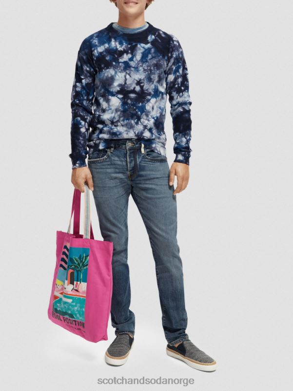 menn tie-dye genser i økologisk bomull havblått N40XD657 klær Scotch & Soda