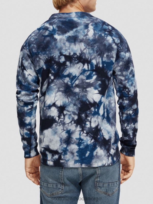 menn tie-dye genser i økologisk bomull havblått N40XD657 klær Scotch & Soda