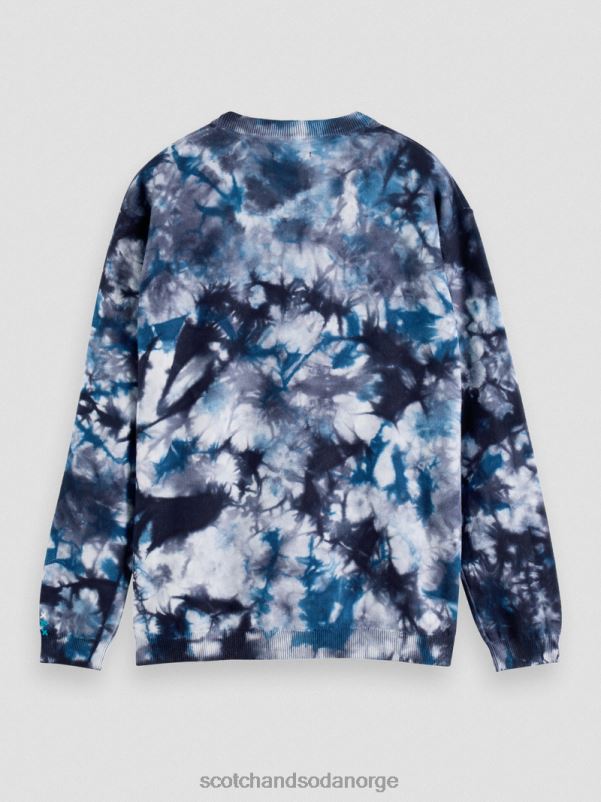 menn tie-dye genser i økologisk bomull havblått N40XD657 klær Scotch & Soda