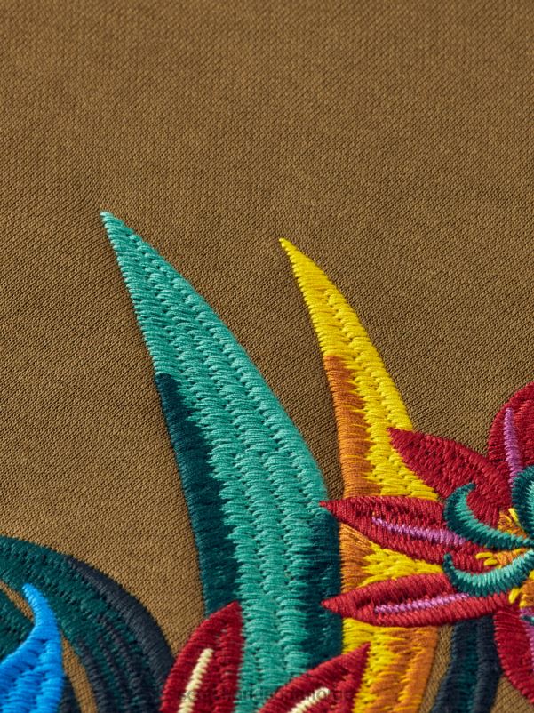 menn avslappet passform brodert genser med rund hals kaki N40XD506 klær Scotch & Soda
