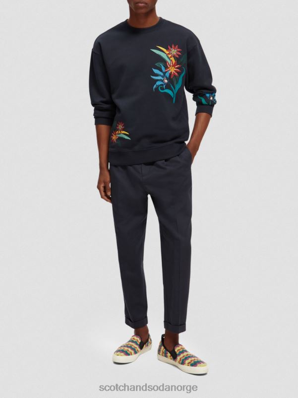 menn avslappet passform brodert genser med rund hals natt N40XD507 klær Scotch & Soda