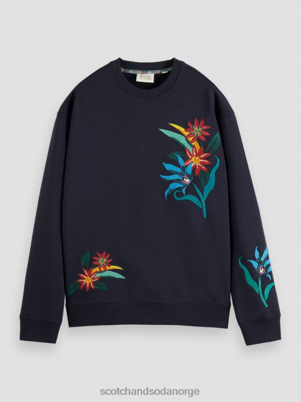 menn avslappet passform brodert genser med rund hals natt N40XD507 klær Scotch & Soda