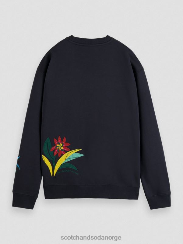 menn avslappet passform brodert genser med rund hals natt N40XD507 klær Scotch & Soda