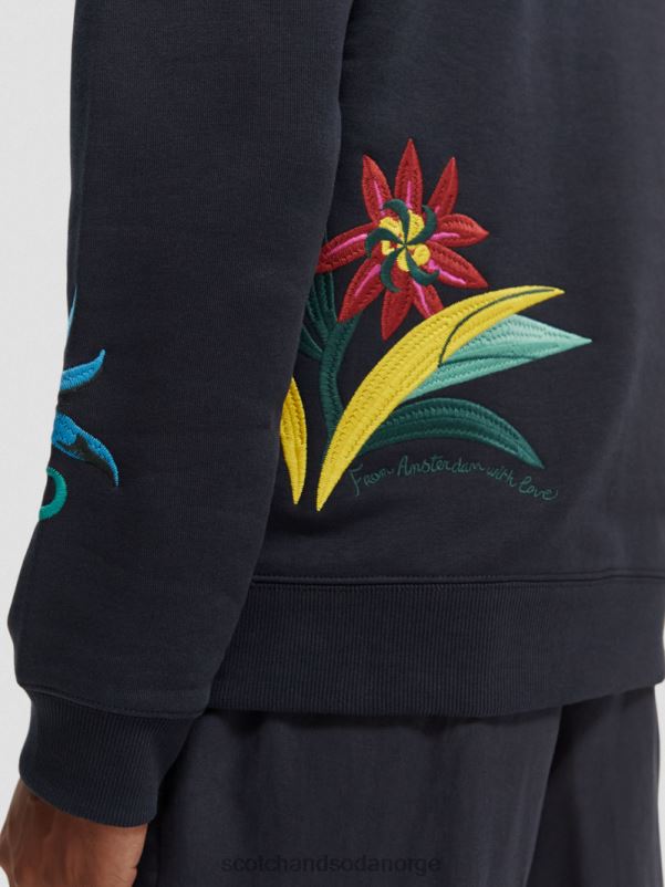 menn avslappet passform brodert genser med rund hals natt N40XD507 klær Scotch & Soda