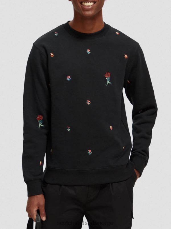 menn brodert felpa sweatshirt med rund hals kombo a N40XD505 klær Scotch & Soda