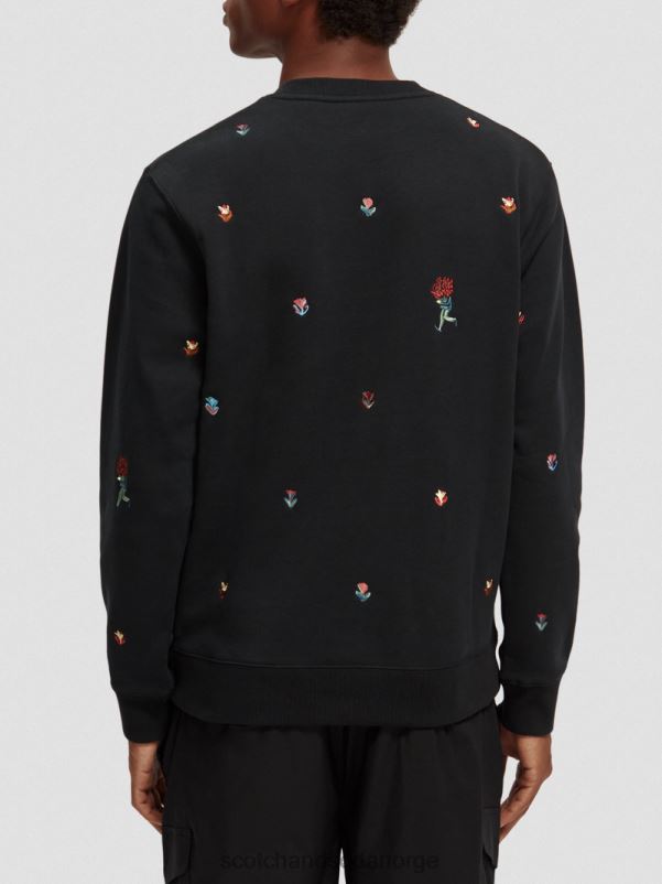 menn brodert felpa sweatshirt med rund hals kombo a N40XD505 klær Scotch & Soda