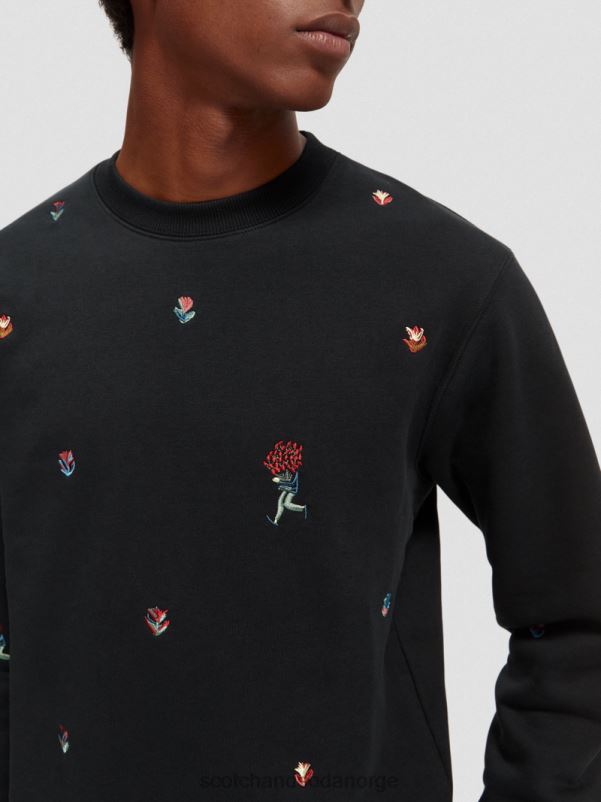 menn brodert felpa sweatshirt med rund hals kombo a N40XD505 klær Scotch & Soda