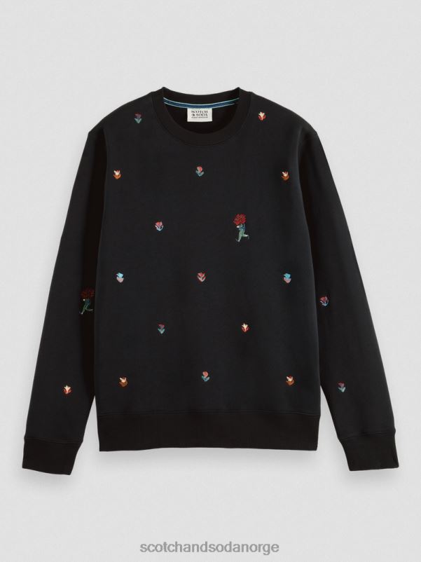 menn brodert felpa sweatshirt med rund hals kombo a N40XD505 klær Scotch & Soda