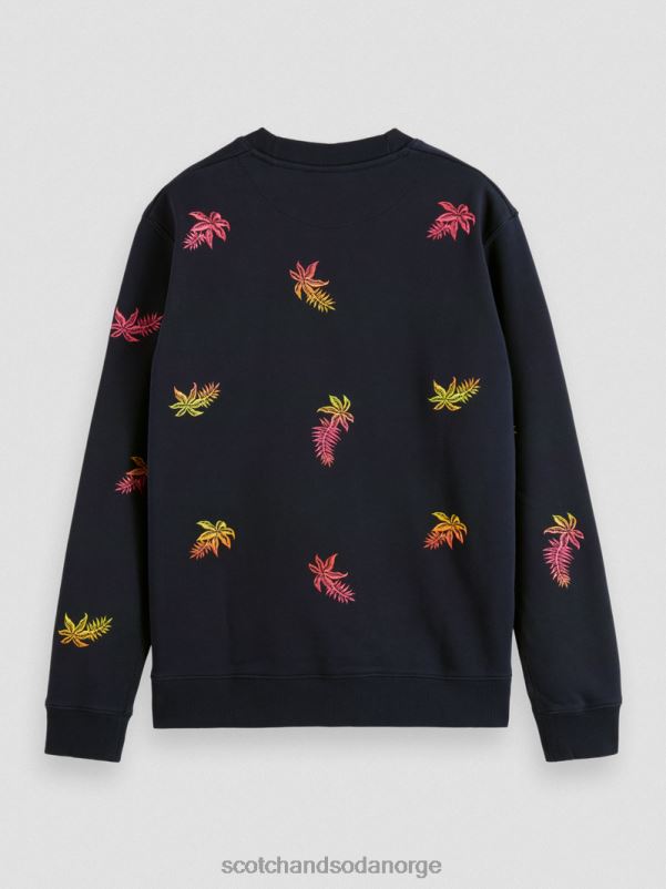 menn brodert genser med rund hals marinen N40XD521 klær Scotch & Soda