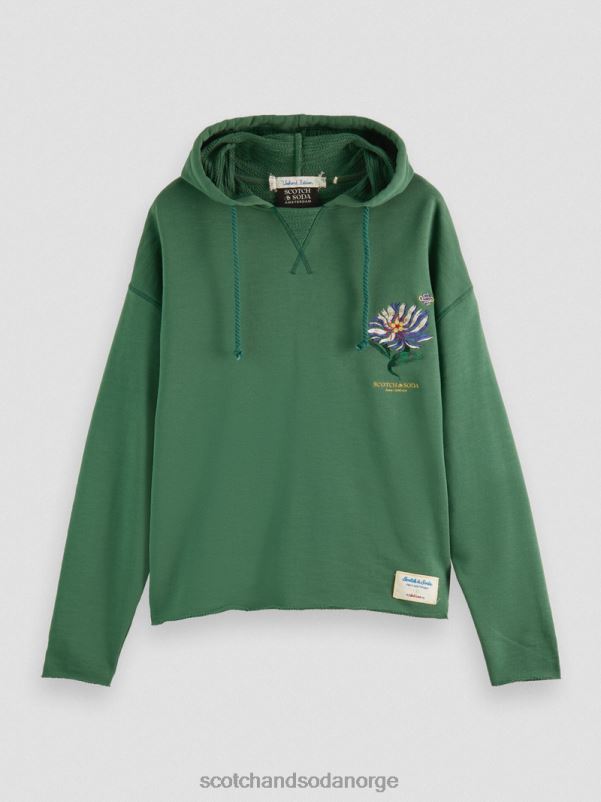 menn brodert kunstverk hettegenser i økologisk bomull militær N40XD513 klær Scotch & Soda