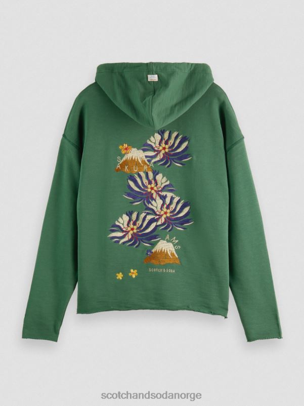 menn brodert kunstverk hettegenser i økologisk bomull militær N40XD513 klær Scotch & Soda