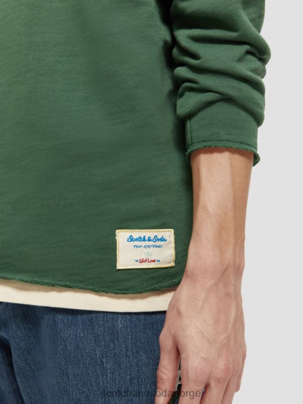 menn brodert kunstverk hettegenser i økologisk bomull militær N40XD513 klær Scotch & Soda