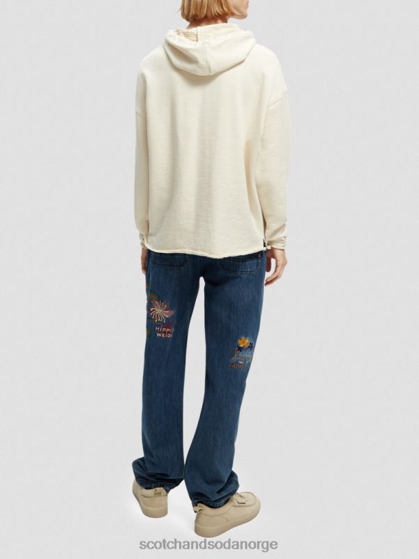 menn brodert kunstverk hettegenser i økologisk bomull off white N40XD512 klær Scotch & Soda