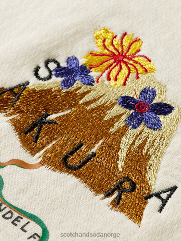 menn brodert kunstverk hettegenser i økologisk bomull off white N40XD512 klær Scotch & Soda