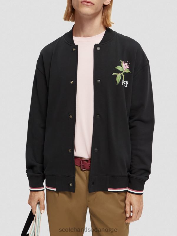menn felpa artwork bombergenser svart N40XD519 klær Scotch & Soda
