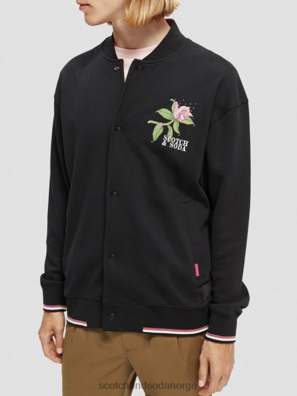 menn felpa artwork bombergenser svart N40XD519 klær Scotch & Soda