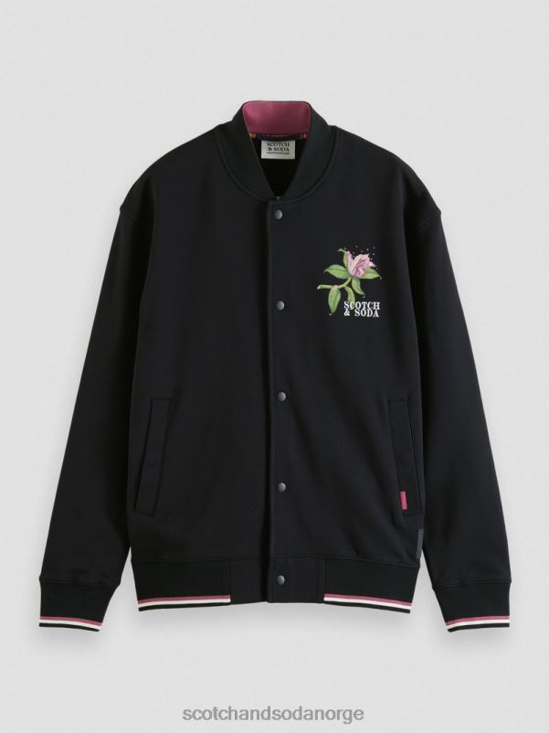 menn felpa artwork bombergenser svart N40XD519 klær Scotch & Soda