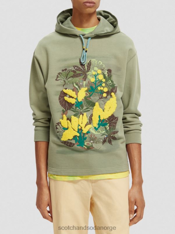 menn hettegenser for kunstverk med avslappet passform hæren N40XD555 klær Scotch & Soda