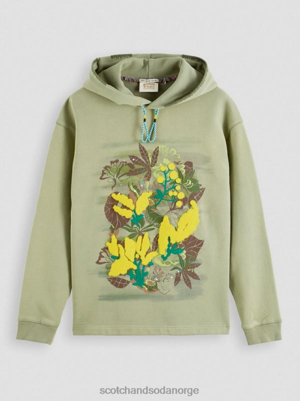 menn hettegenser for kunstverk med avslappet passform hæren N40XD555 klær Scotch & Soda