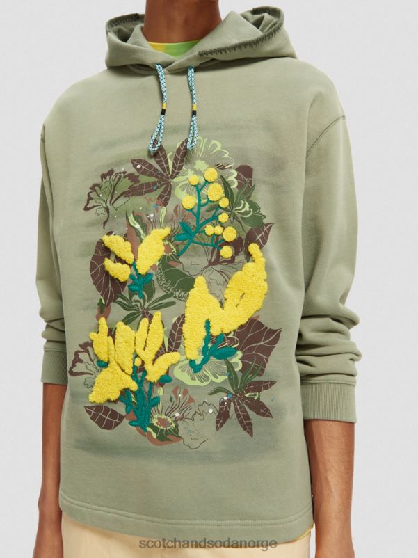 menn hettegenser for kunstverk med avslappet passform hæren N40XD555 klær Scotch & Soda