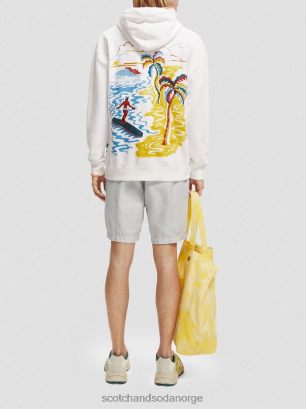 menn hettegenser for kunstverk med avslappet passform hvit N40XD547 klær Scotch & Soda
