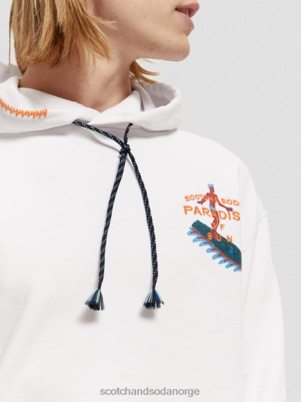 menn hettegenser for kunstverk med avslappet passform hvit N40XD547 klær Scotch & Soda