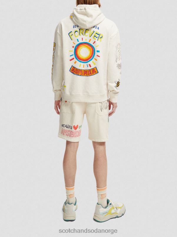 menn hettegenser for kunstverk med avslappet passform off white N40XD548 klær Scotch & Soda