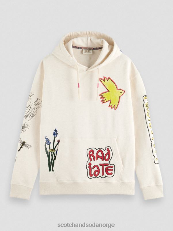 menn hettegenser for kunstverk med avslappet passform off white N40XD548 klær Scotch & Soda