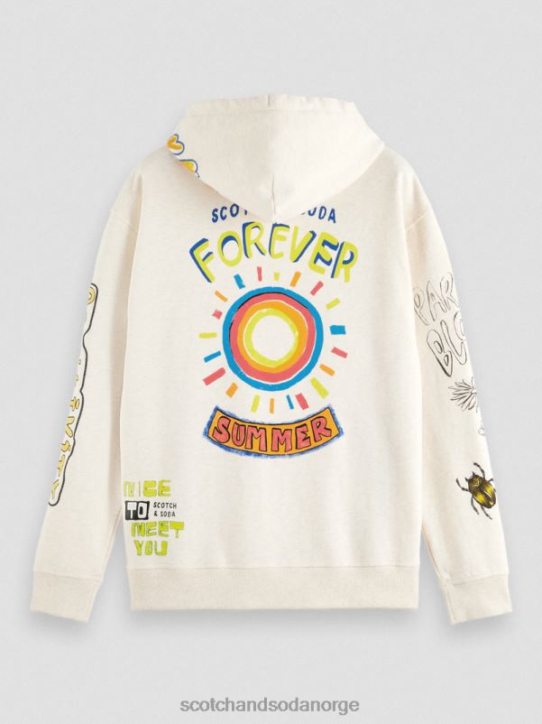 menn hettegenser for kunstverk med avslappet passform off white N40XD548 klær Scotch & Soda