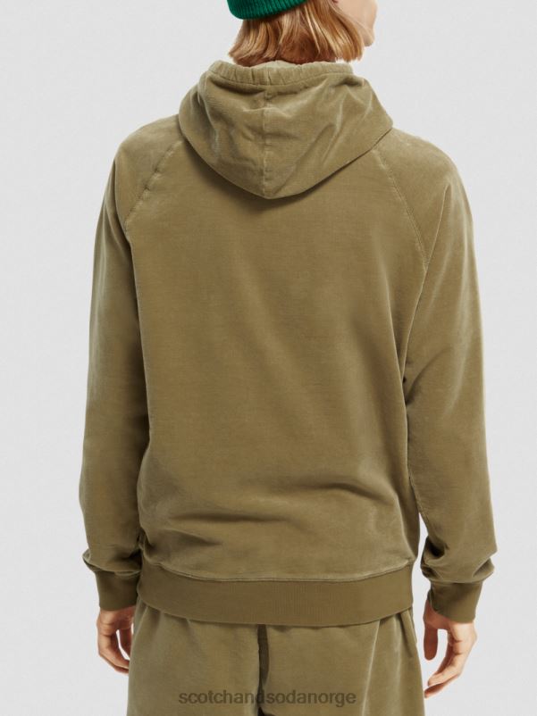 menn hettegenser i cordfløyel i økologisk bomull kaki N40XD508 klær Scotch & Soda