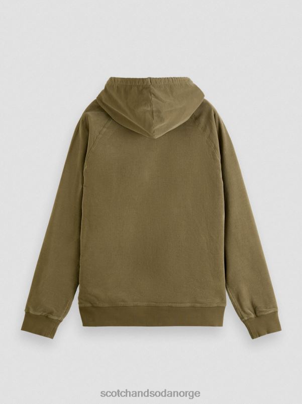 menn hettegenser i cordfløyel i økologisk bomull kaki N40XD508 klær Scotch & Soda