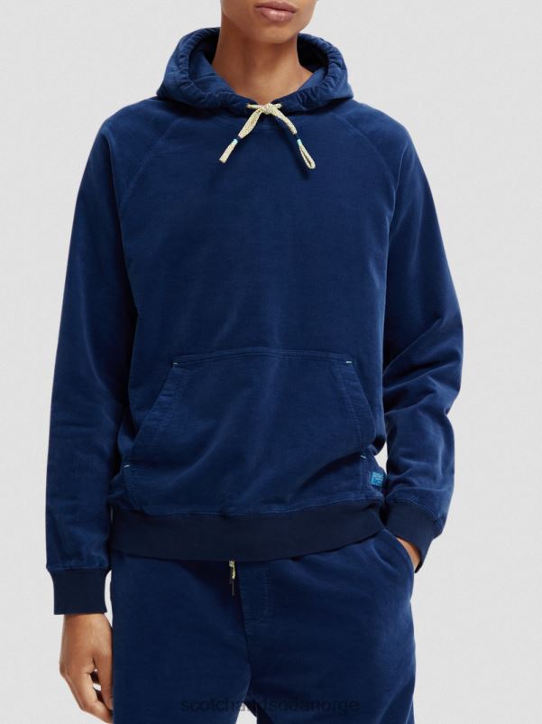 menn hettegenser i cordfløyel i økologisk bomull marine N40XD511 klær Scotch & Soda