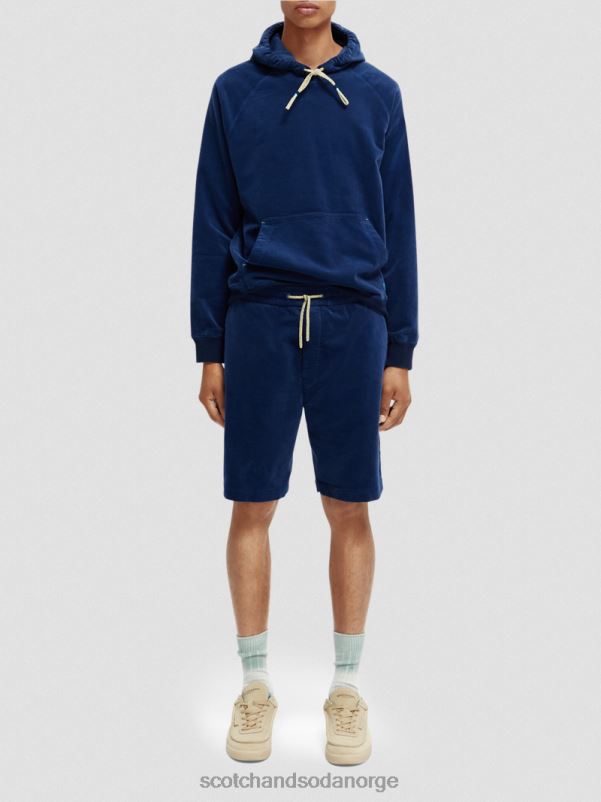 menn hettegenser i cordfløyel i økologisk bomull marine N40XD511 klær Scotch & Soda