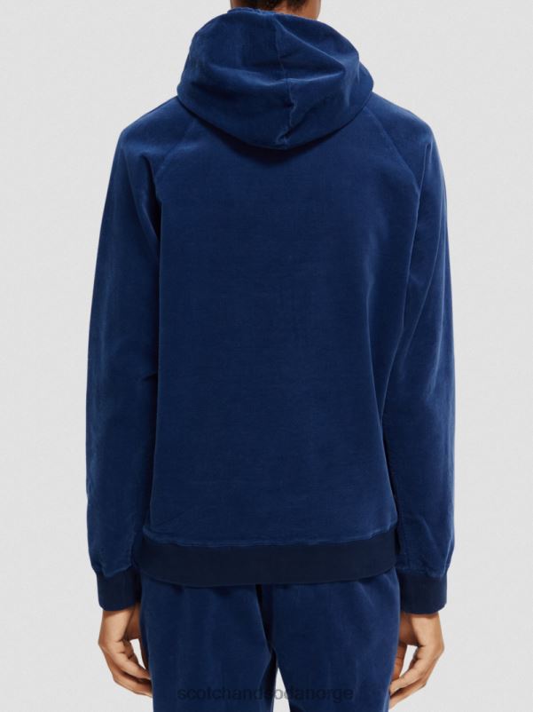 menn hettegenser i cordfløyel i økologisk bomull marine N40XD511 klær Scotch & Soda