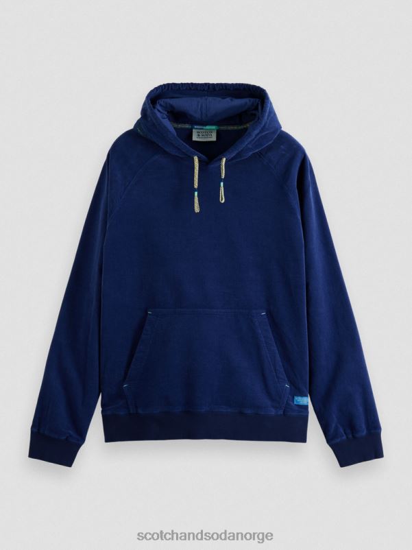 menn hettegenser i cordfløyel i økologisk bomull marine N40XD511 klær Scotch & Soda