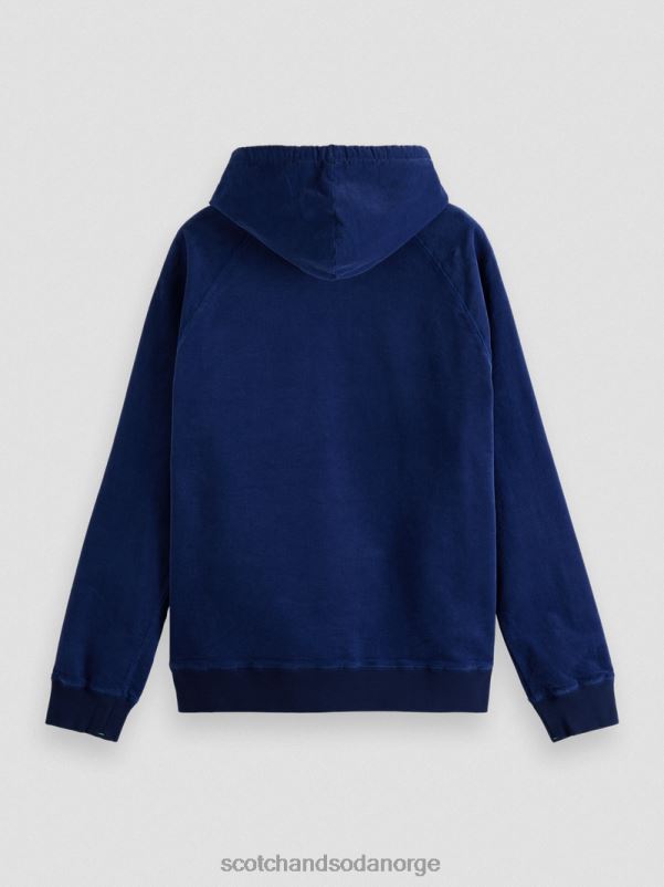 menn hettegenser i cordfløyel i økologisk bomull marine N40XD511 klær Scotch & Soda