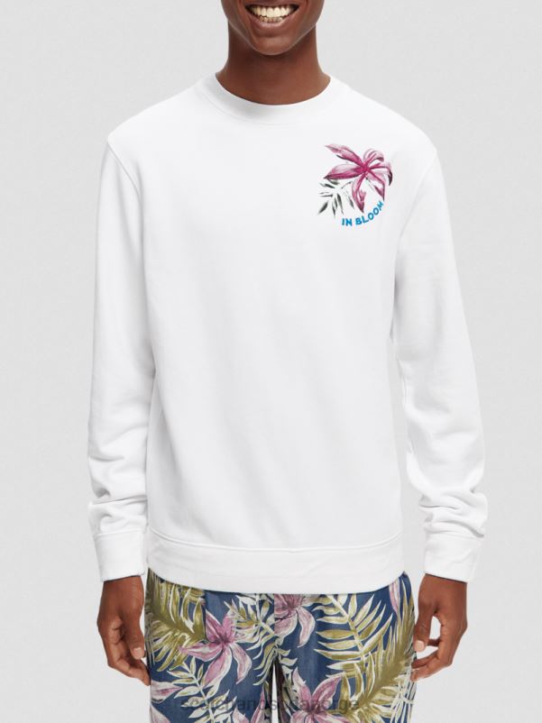 menn kunstverk sweatshirt i økologisk bomull hvit N40XD535 klær Scotch & Soda