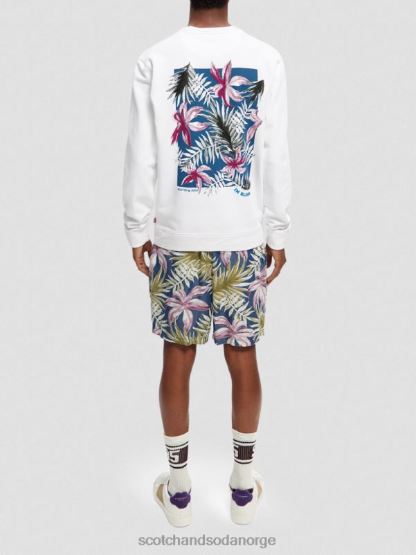 menn kunstverk sweatshirt i økologisk bomull hvit N40XD535 klær Scotch & Soda