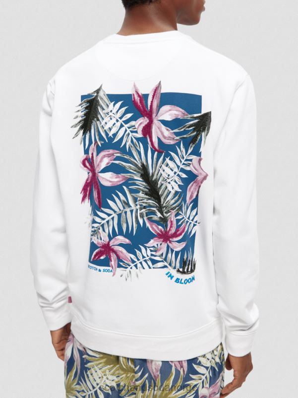 menn kunstverk sweatshirt i økologisk bomull hvit N40XD535 klær Scotch & Soda