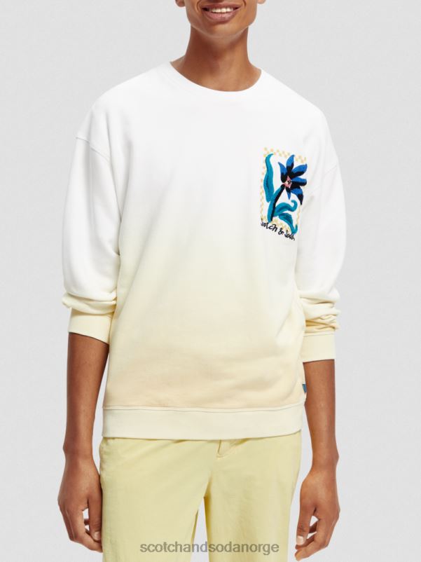 menn løstsittende genser med økologisk blomsterkunst hvit N40XD503 klær Scotch & Soda