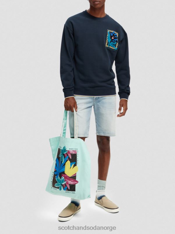 menn løstsittende genser med økologisk blomsterkunst natt N40XD504 klær Scotch & Soda