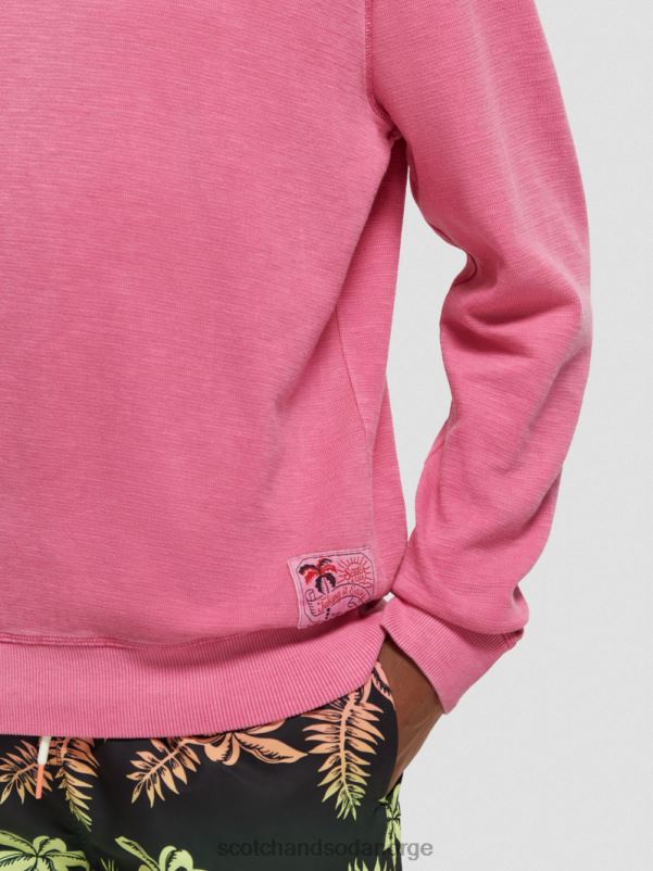 menn plaggfarget genser med rund hals cerise N40XD536 klær Scotch & Soda