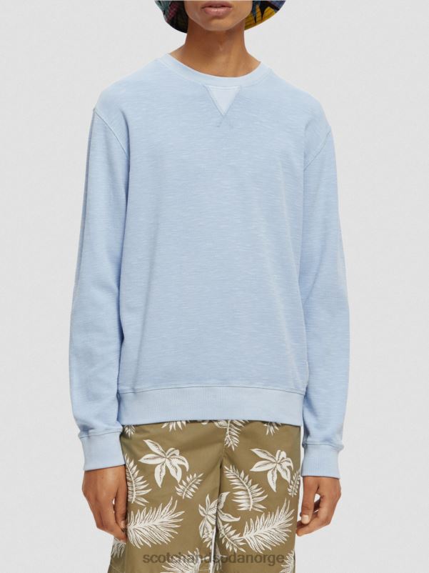 menn plaggfarget genser med rund hals havblått N40XD538 klær Scotch & Soda