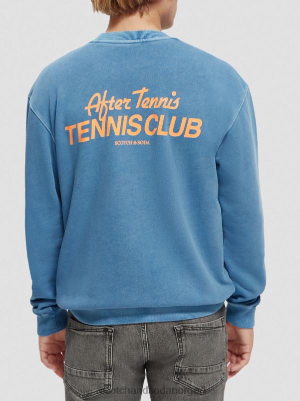 menn plaggfarget genser med rund hals riviera blå N40XD556 klær Scotch & Soda