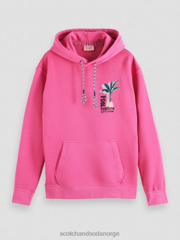 menn plaggfarget kunstverk-hettegenser cerise N40XD528 klær Scotch & Soda