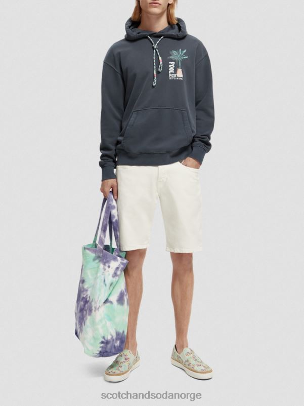 menn plaggfarget kunstverk-hettegenser marinen N40XD529 klær Scotch & Soda