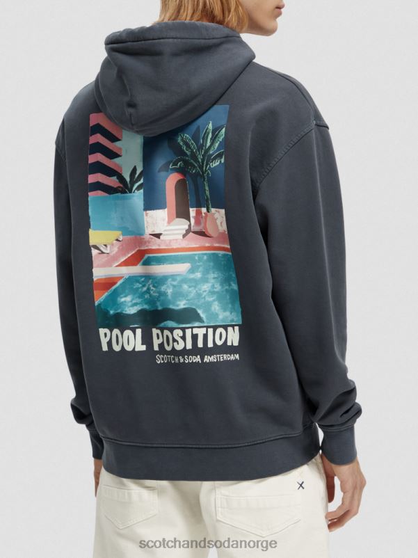 menn plaggfarget kunstverk-hettegenser marinen N40XD529 klær Scotch & Soda