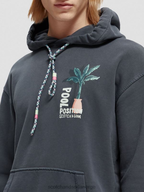 menn plaggfarget kunstverk-hettegenser marinen N40XD529 klær Scotch & Soda