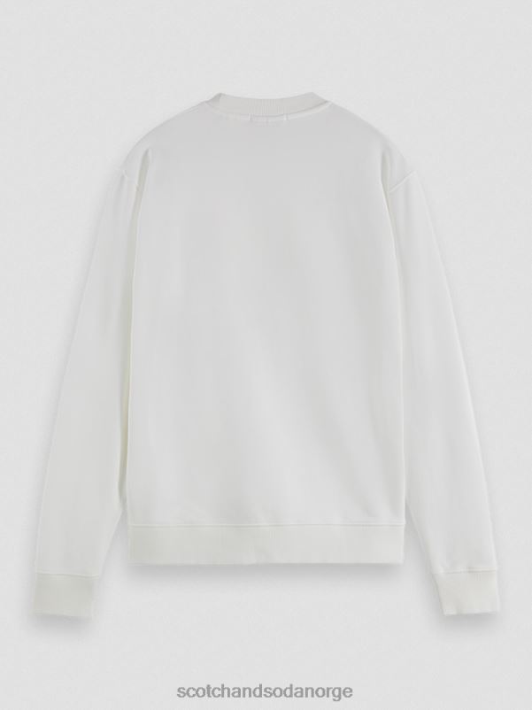 menn regulær passform plaggfarget grafisk genser med rund hals hvit N40XD543 klær Scotch & Soda